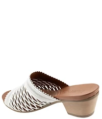 Bueno Lillian Perforated Leather Block Heel Slide Sandals