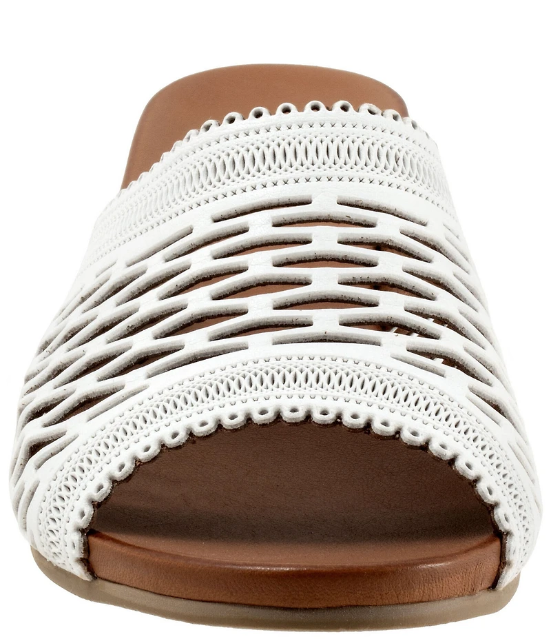 Bueno Lillian Perforated Leather Block Heel Slide Sandals