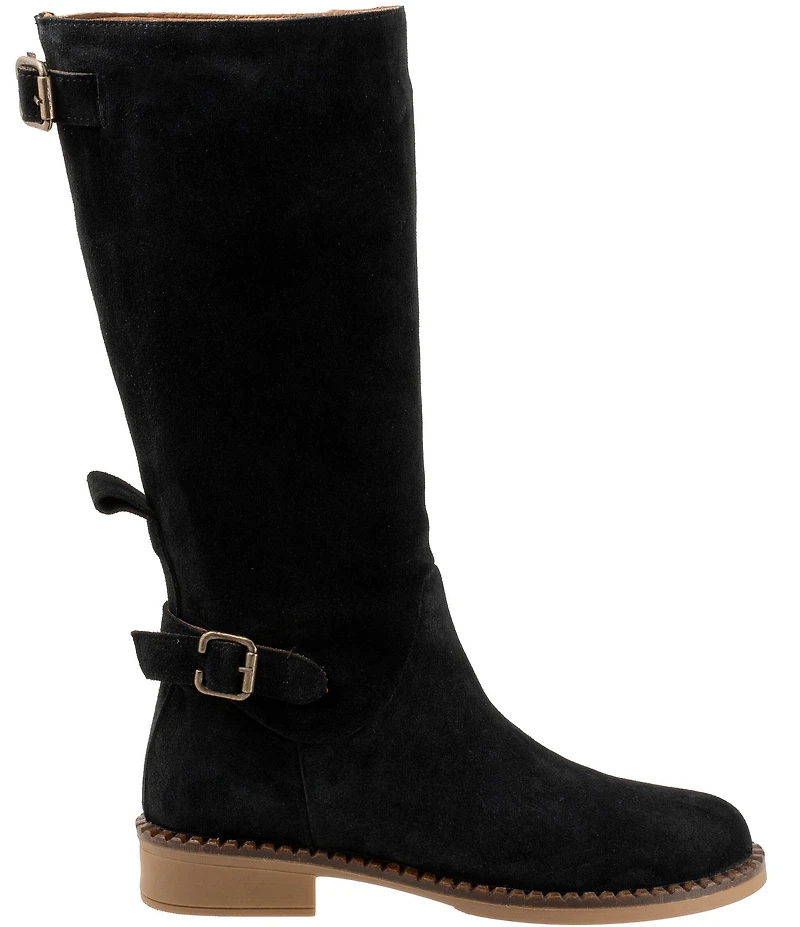 Bueno Ozzie Suede Buckle Strap Hardware Tall Boots