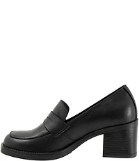 Bueno Ruth Leather Block Heel Penny Loafer Pumps