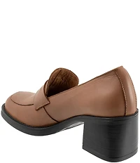 Bueno Ruth Leather Block Heel Penny Loafer Pumps