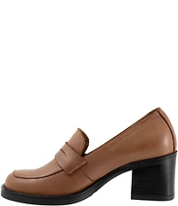 Bueno Ruth Leather Block Heel Penny Loafer Pumps