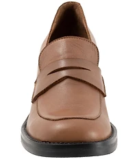 Bueno Ruth Leather Block Heel Penny Loafer Pumps