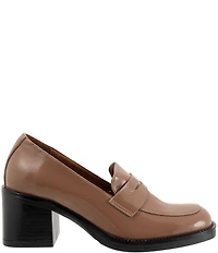 Bueno Ruth Patent Leather Block Heel Penny Loafer Pumps