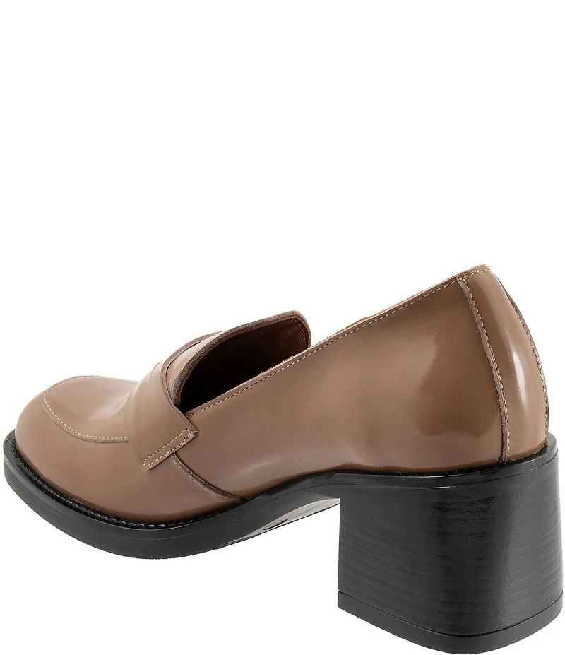 Bueno Ruth Patent Leather Block Heel Penny Loafer Pumps