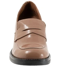 Bueno Ruth Patent Leather Block Heel Penny Loafer Pumps