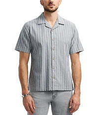 Buffalo David Bitton Salaman Camp Collar Button Front Stripe Top