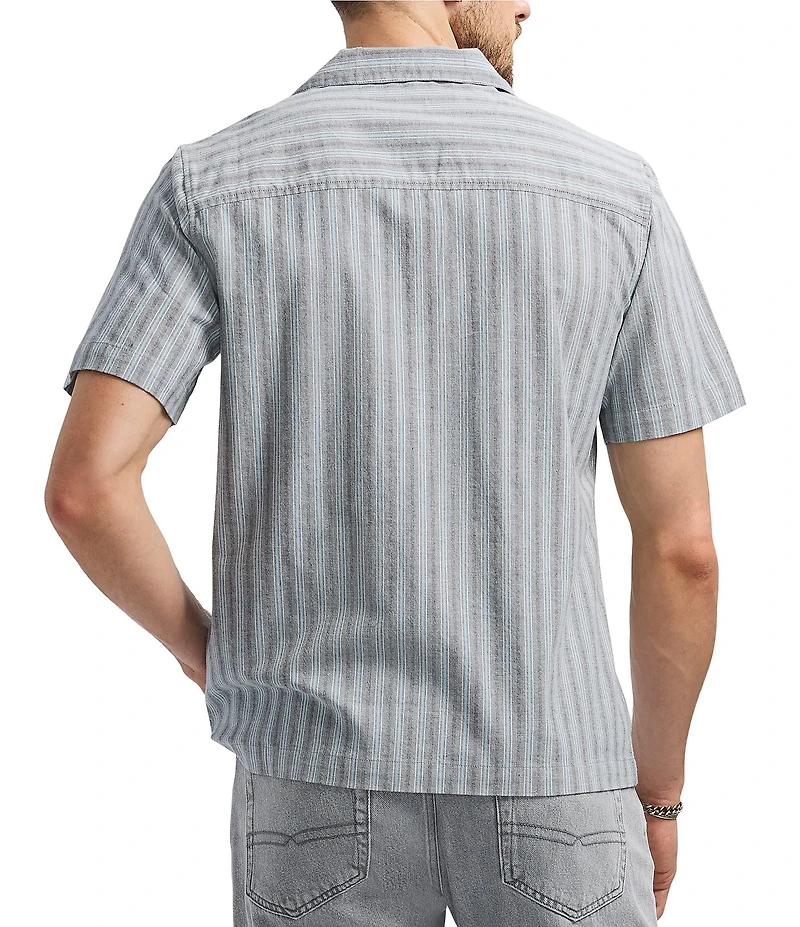 Buffalo David Bitton Salaman Camp Collar Button Front Stripe Top
