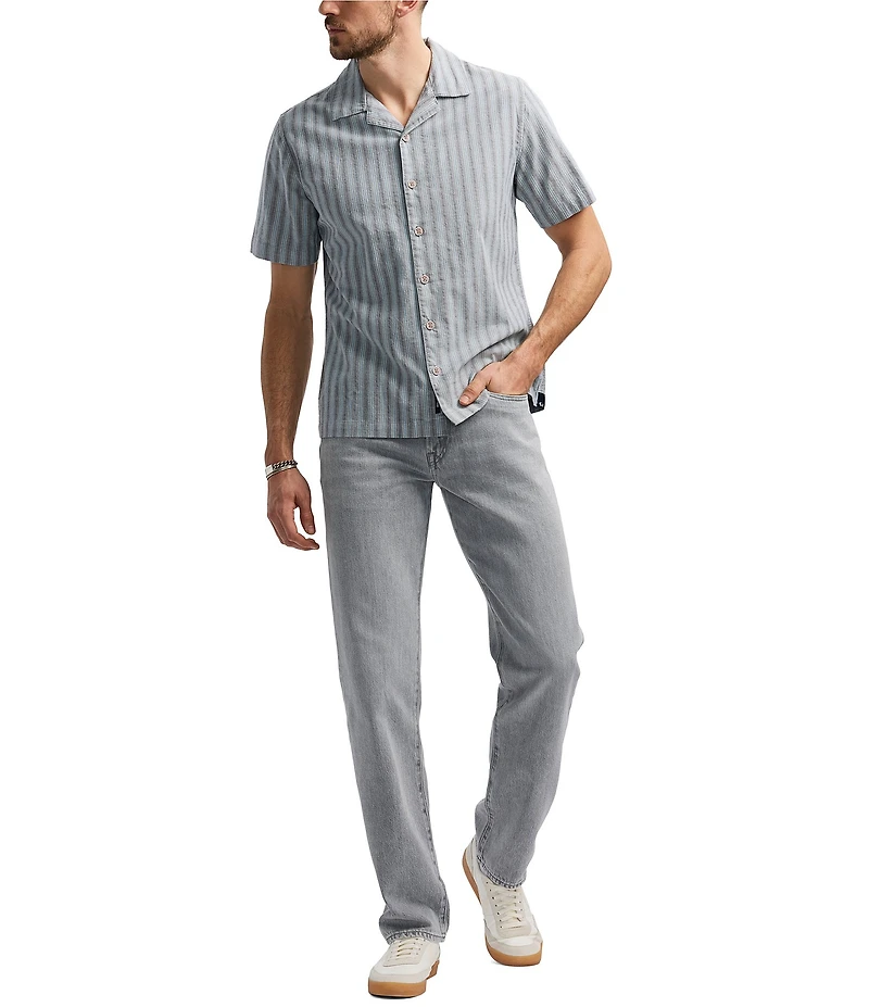 Buffalo David Bitton Salaman Camp Collar Button Front Stripe Top