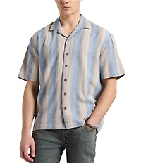 Buffalo David Bitton Salaman Camp Collar Button Front Stripe Top