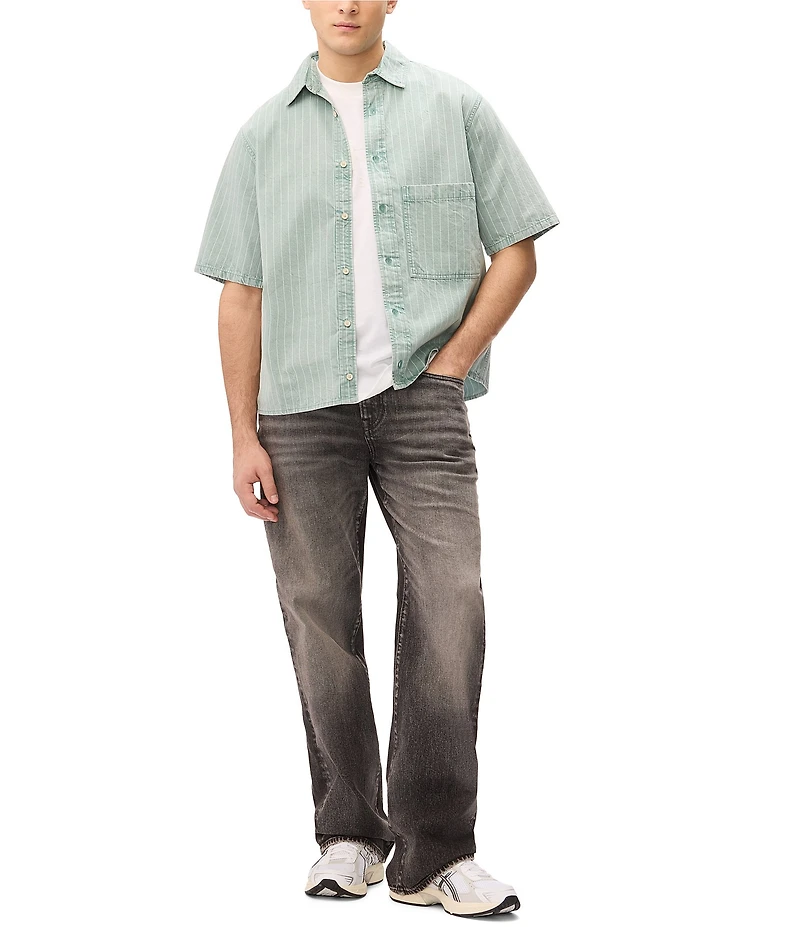 Buffalo David Bitton Short Sleeve Shiro Vertical Stripe Pattern Shirt