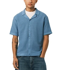 Buffalo David Bitton Short Sleeve Textured Knit Button Front Waldir Shirt