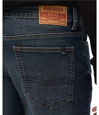 Buffalo David Bitton Straight Six Dark Crinkled and Sanded Wash Jeans