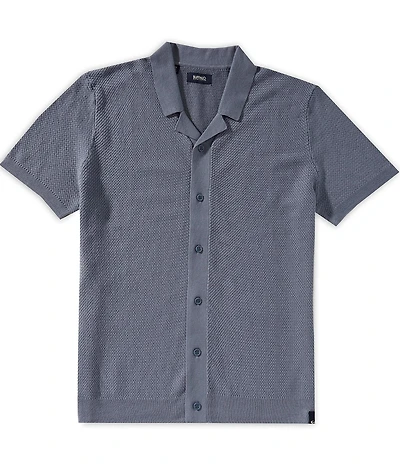 Buffalo David Bitton Wasko Men's Cable-Knit Short-Sleeve Button-Up Polo Shirt