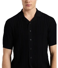 Buffalo David Bitton Wasko Textured Cable Knit Short Sleeve Polo Shirt