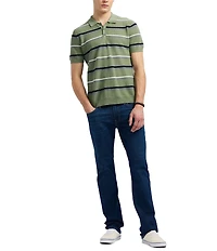 Buffalo David Bitton Winder Short Sleeve Striped Sweater Knit Polo Shirt