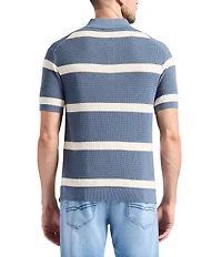 Buffalo David Bitton Winder Striped Short Sleeve Knit Cable Polo Shirt