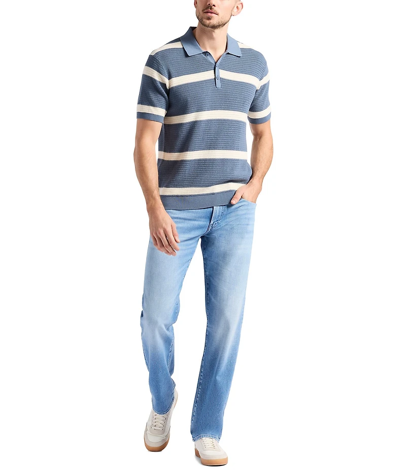 Buffalo David Bitton Winder Striped Short Sleeve Knit Cable Polo Shirt