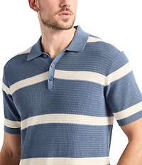 Buffalo David Bitton Winder Striped Short Sleeve Knit Cable Polo Shirt