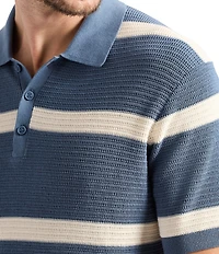 Buffalo David Bitton Winder Striped Short Sleeve Knit Cable Polo Shirt