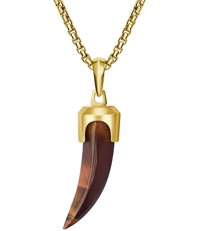Bulova 14K Gold Tigers Eye Short Pendant Necklace
