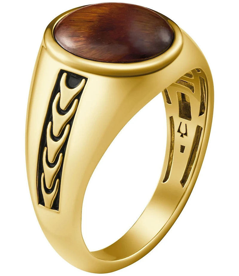 Bulova 14K Gold Tiger's Eye Statement Ring