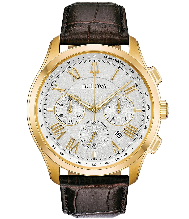 Bulova Classic Collection Men's Wilton Chronograph Brown Leather Strap Watch