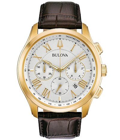 Bulova Classic Collection Men's Wilton Chronograph Brown Leather Strap Watch