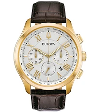 Bulova Classic Collection Men's Wilton Chronograph Brown Leather Strap Watch