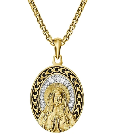 Bulova Men's 14K Gold Blessed Mary Short Pendant Necklace