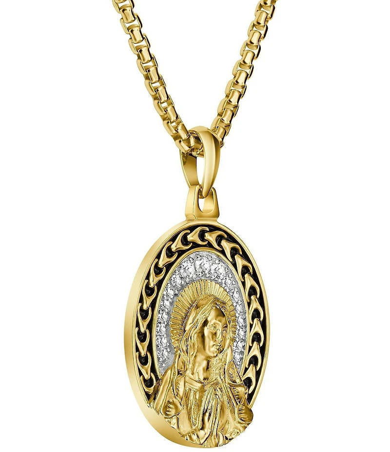 Bulova Men's 14K Gold Blessed Mary Short Pendant Necklace