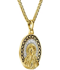 Bulova Men's 14K Gold Blessed Mary Short Pendant Necklace