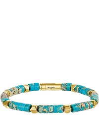 Bulova Men's 14k Gold Plated Sterling Silver & Beaded Line Bracelet