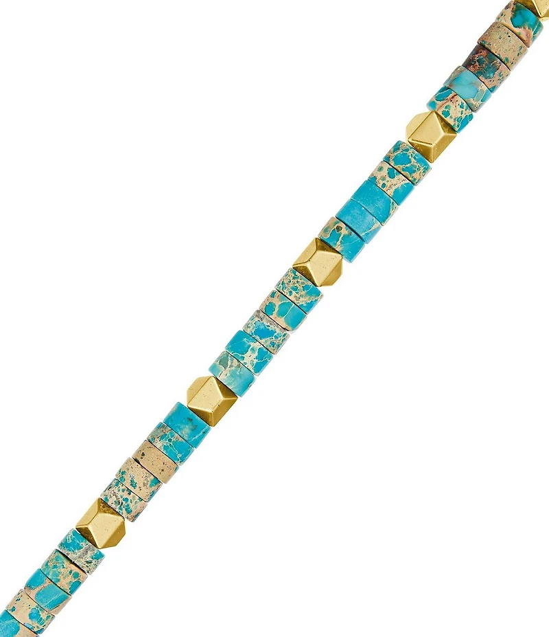 Bulova Men's 14k Gold Plated Sterling Silver & Beaded Line Bracelet