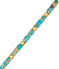 Bulova Men's 14k Gold Plated Sterling Silver & Beaded Line Bracelet