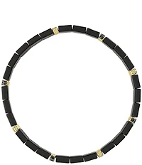 Bulova Men's 14K Gold Plated Sterling Silver & Ceramic Tile Beads Stretch Bracelet