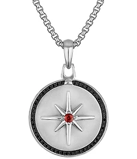 Bulova Men's Black Diamond Sterling Silver North Star Long Pendant Necklace