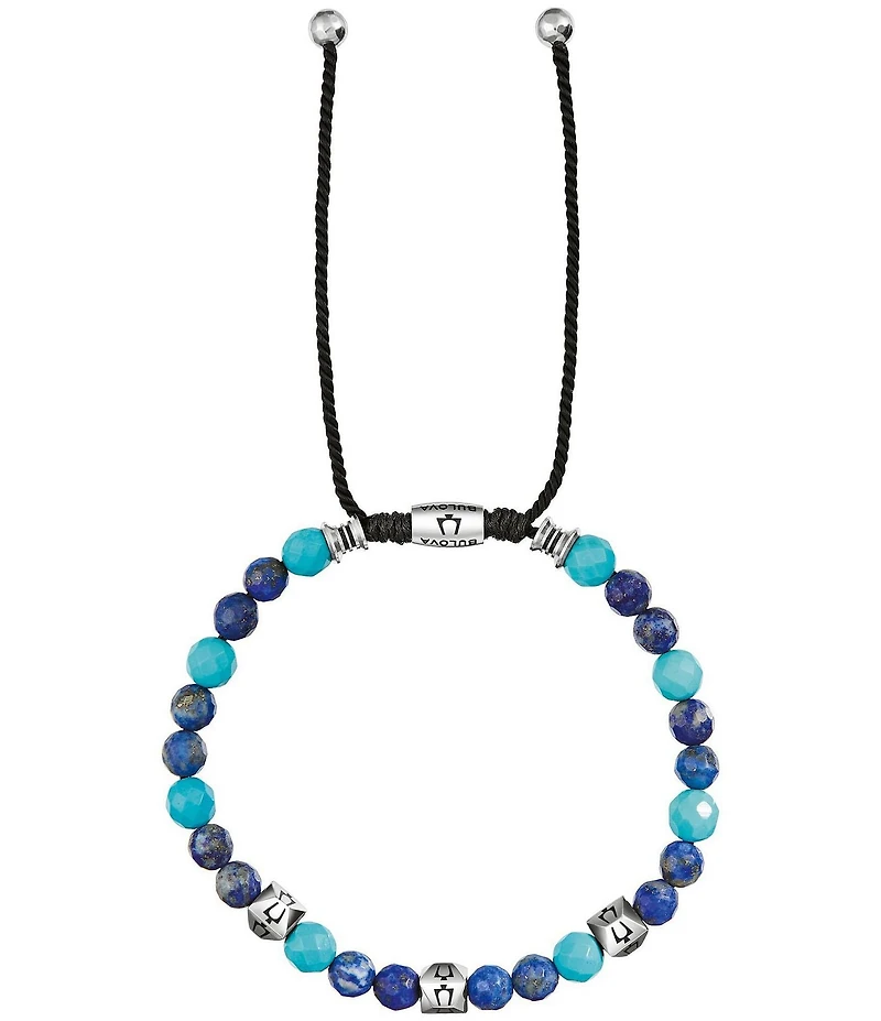 Bulova Men's Blue Lapis & Stainless Steel Bolo Adjustable Bracelet