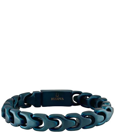Bulova Men's Blue Tone Stainless Steel Chain Bracelet