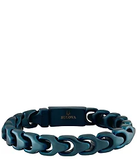 Bulova Men's Blue Tone Stainless Steel Chain Bracelet