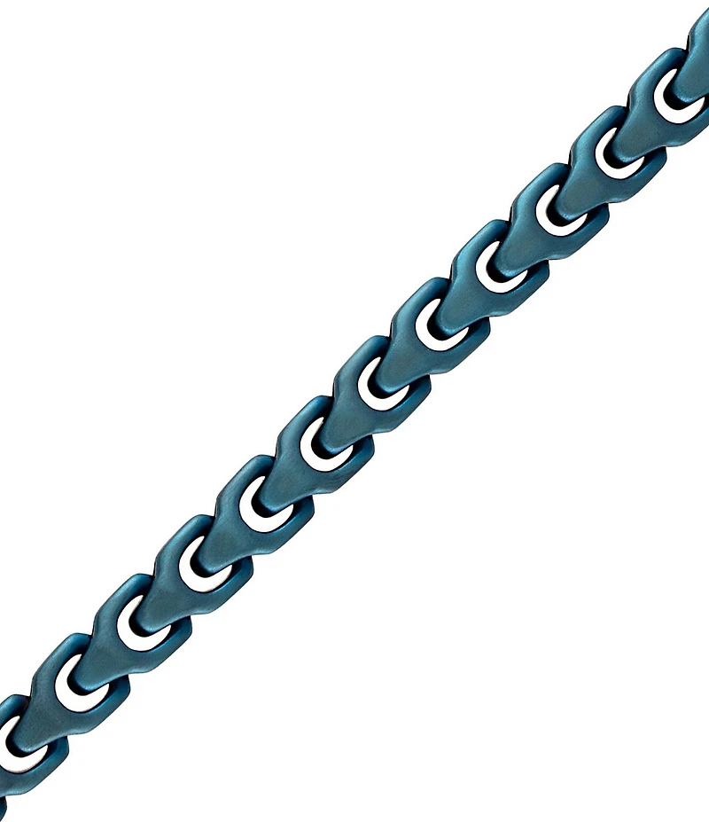 Bulova Men's Blue Tone Stainless Steel Chain Bracelet
