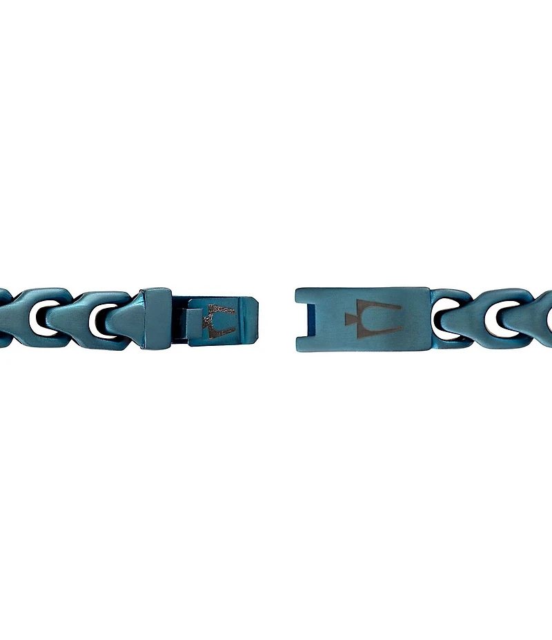 Bulova Men's Blue Tone Stainless Steel Chain Bracelet