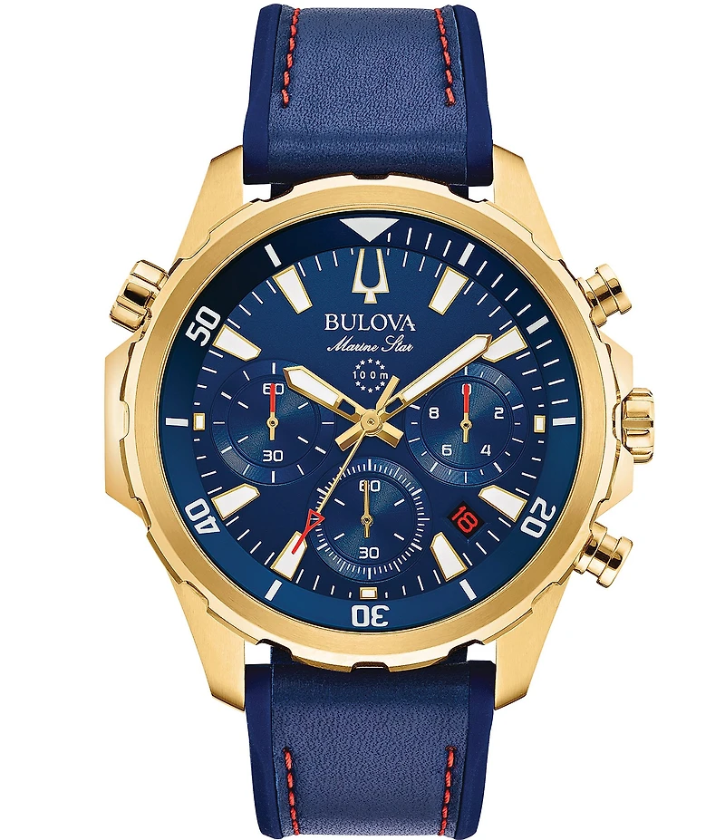 Bulova Men's Chronograph Blue Dial Marine Star Collection Watch