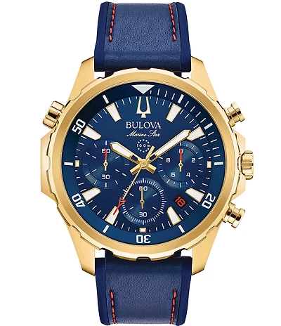 Bulova Men's Chronograph Blue Dial Marine Star Collection Watch