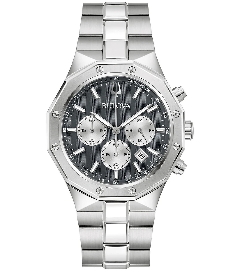Bulova Men's Classic Dodecagon Chronograph Stainless Steel Bracelet Watch
