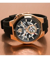 Bulova Men's Classic Automatic Black Dial Silicone Strap Watch