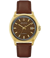 Bulova Men's Classic Automatic Brown Leather Strap Watch