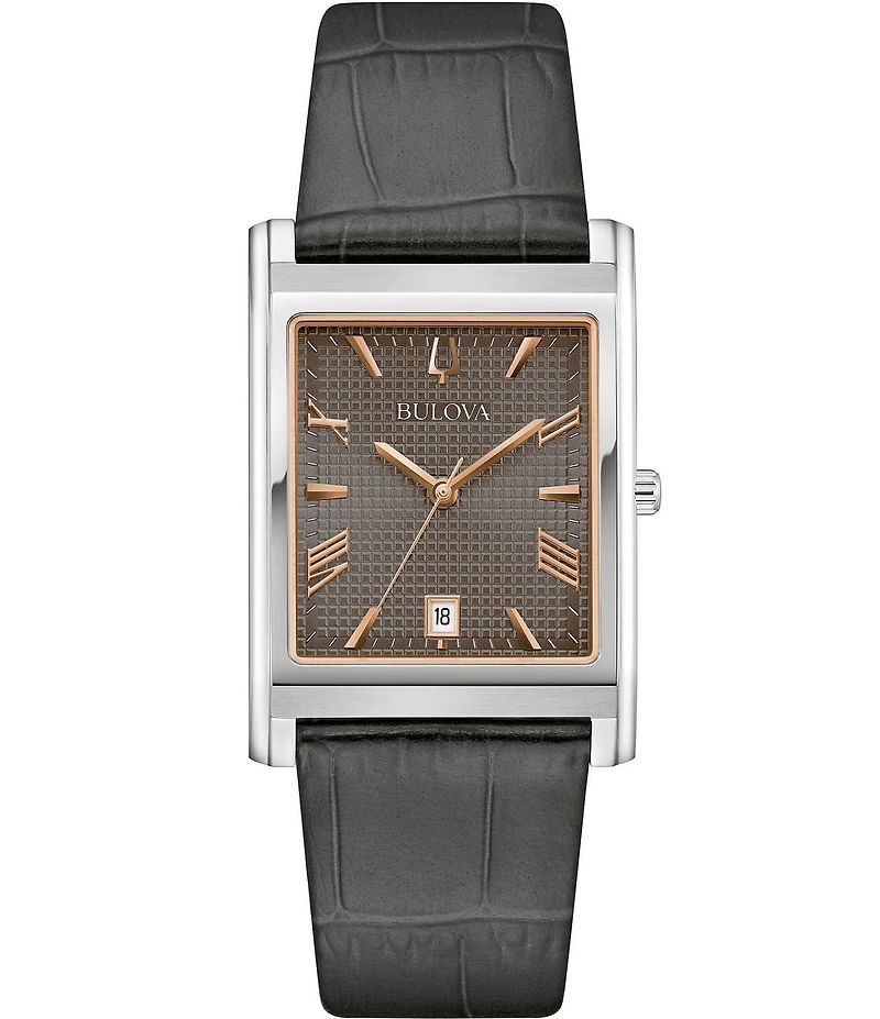 Bulova Men's Classic Three Hand Mechanical Automatic Leather Strap Watch