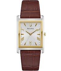 Bulova Men's Classic Three Hand Mechanical Automatic Leather Strap Watch