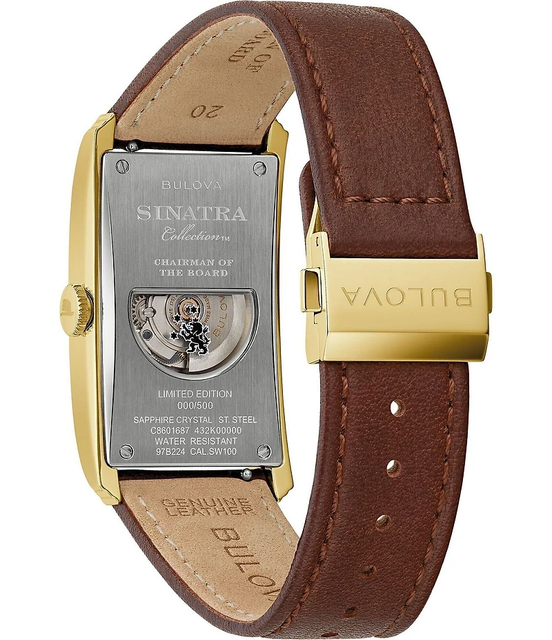 Bulova Men's Classic Three Hand Automatic Brown Leather Strap Watch